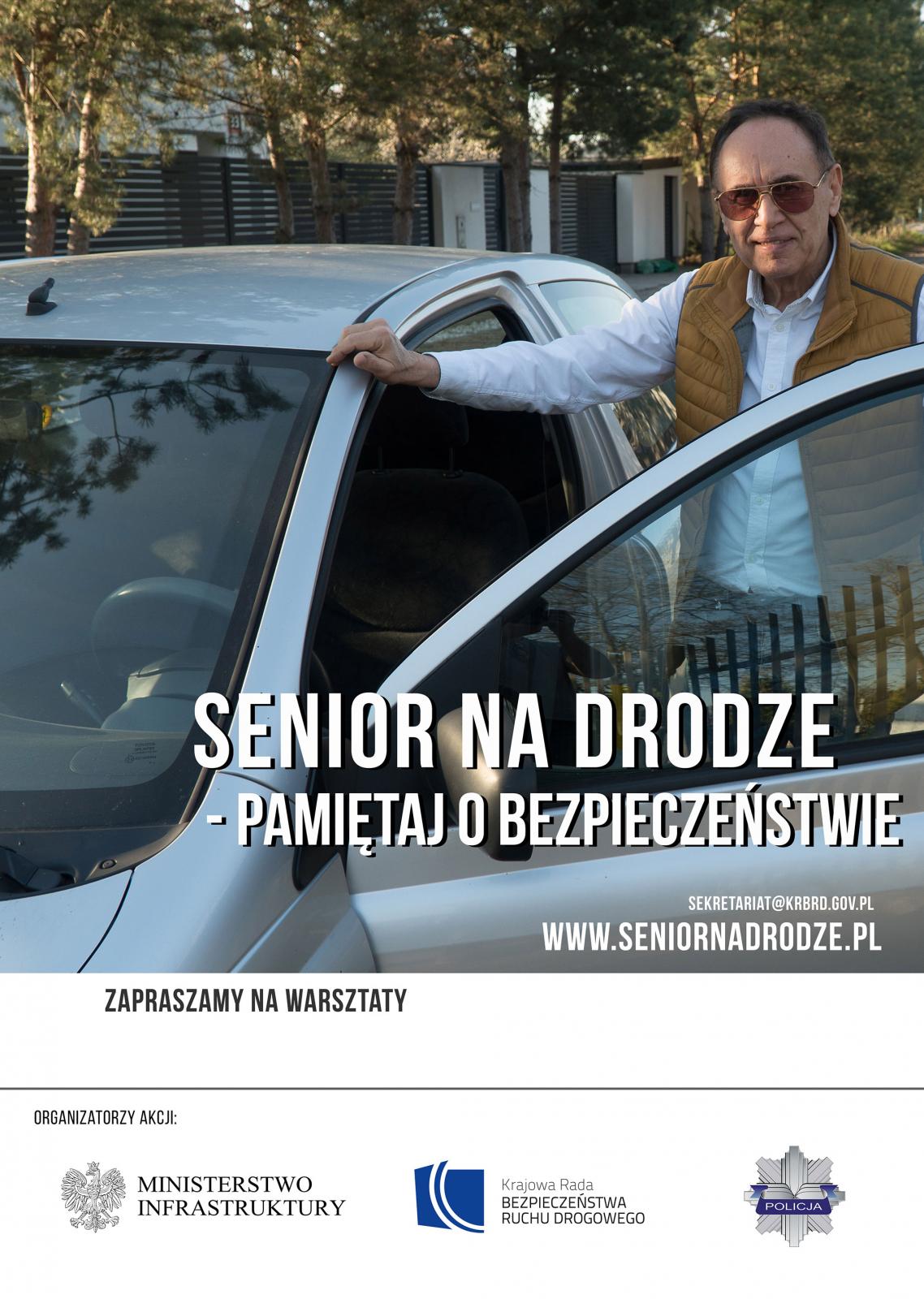 Plakat akcji "Senior na drodze - pamiętaj o bezpieczeństwie"