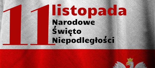 grafika flaga Polski z napisem 11 listopada Święto Niepodległości