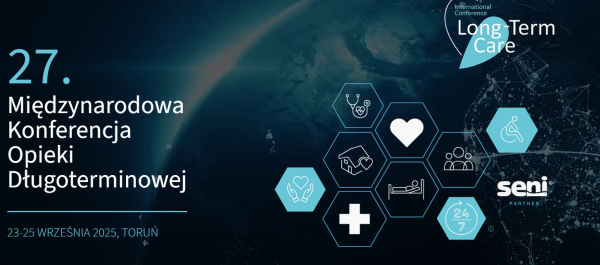 grafika informacja o konferencji ikonki symbolizujące opiekę nad osobami niesamodzielnymi