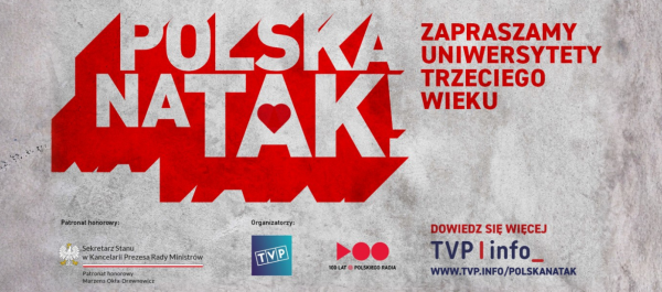grafika projektu czerwony napis "POLSKA NA TAK" na szarym tle