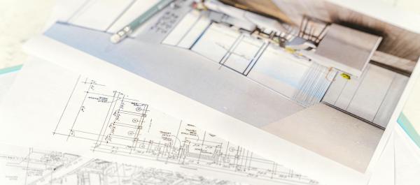 zdjęcie na stole leży ołówek zdjęcie projektu mieszkania oraz projekty architektoniczne