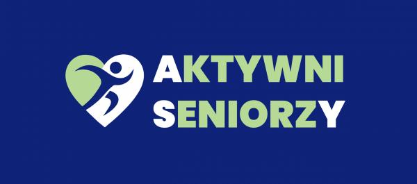 grafika logo aktywni Seniorzy na niebieskiem tle