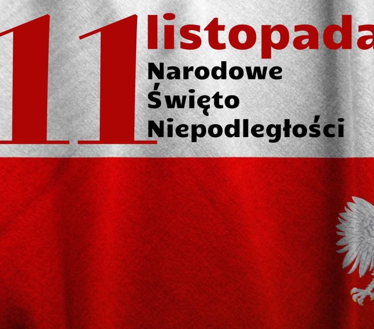 grafika flaga Polski z napisem 11 listopada Święto Niepodległości